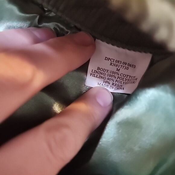 Woolrich Cotton Corduroy Green Dog Jacket Pea Coat w/Buttons Size M - Picture 5 of 7